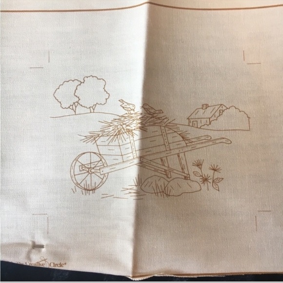 THE CREATIVE CIRCLE Stitchery Kit Plow & Wheelbarrow Wall Hangings - Picture 5 of 7